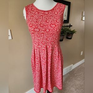 Max Studio sleeveless knee length lightweight dress red white floral design L